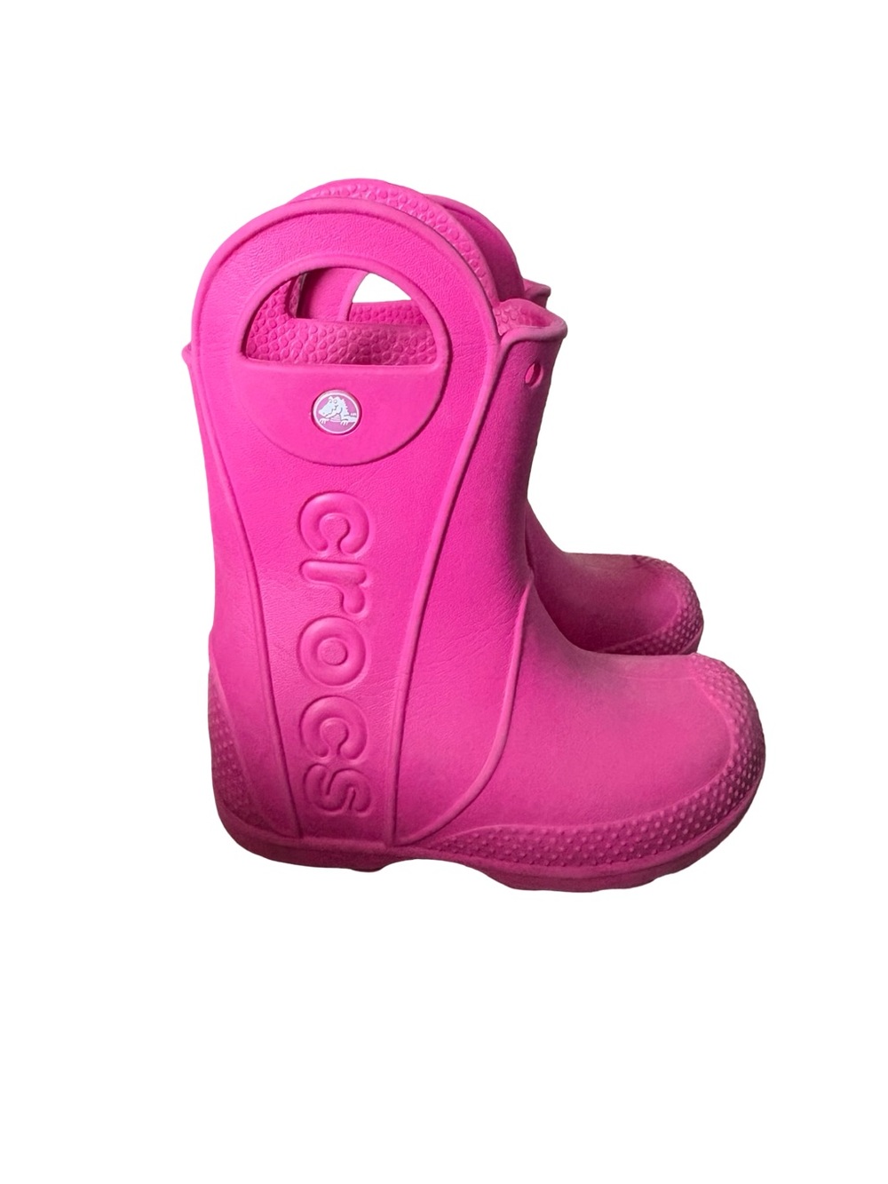 CROCS Kids Hot Pink Easy-Pull Rain Boots